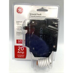 GE THQL2120GFTP 20 Amp Double Pole Ground Fault Breaker with Self-Test